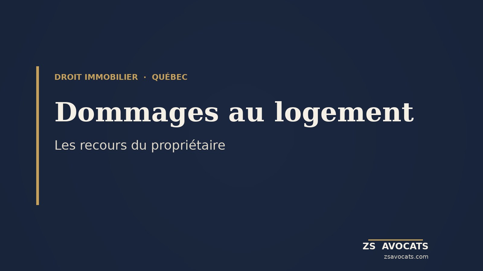 Dommages au logement : recours du propriétaire au Québec